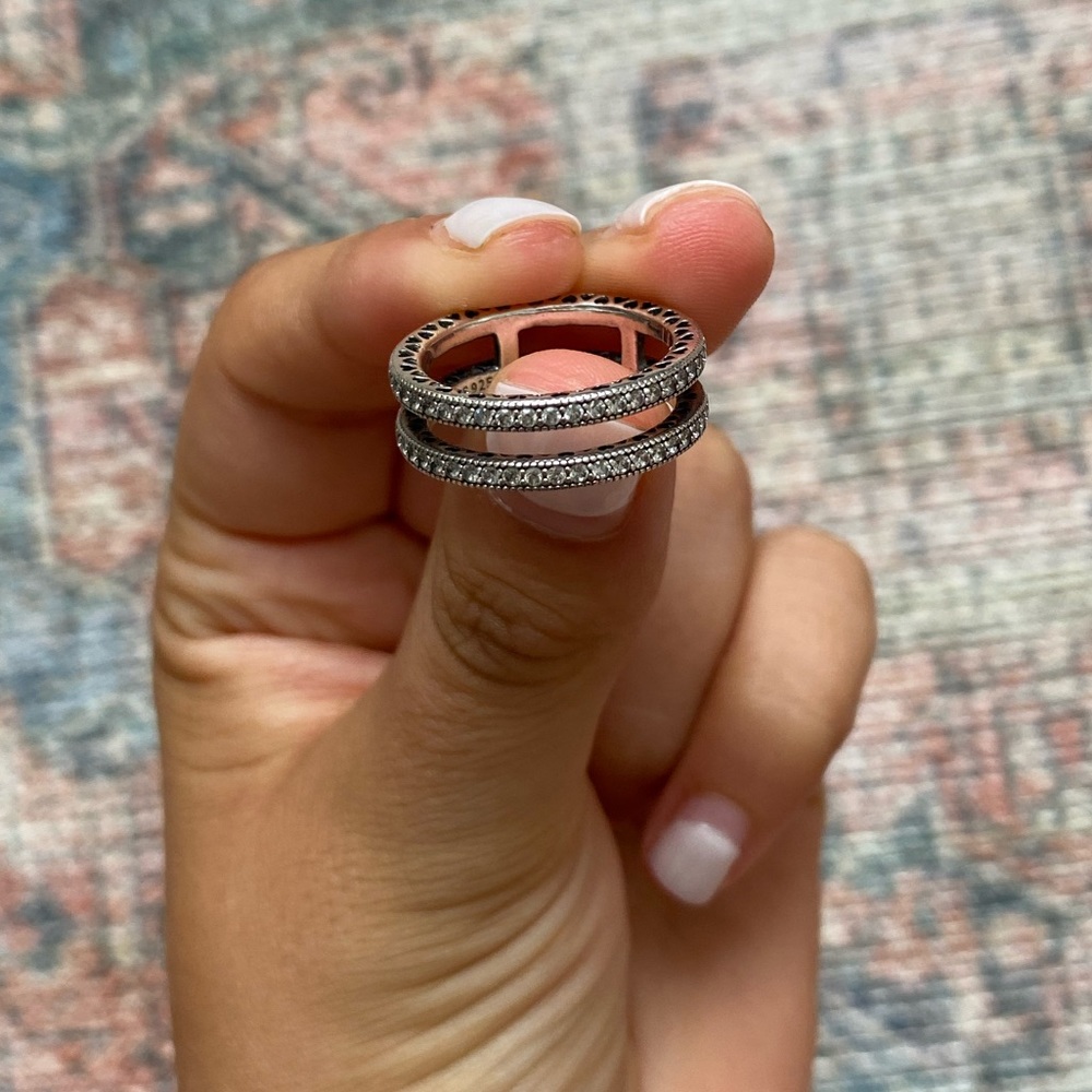 Authentic Double Hearts of Pandora Ring